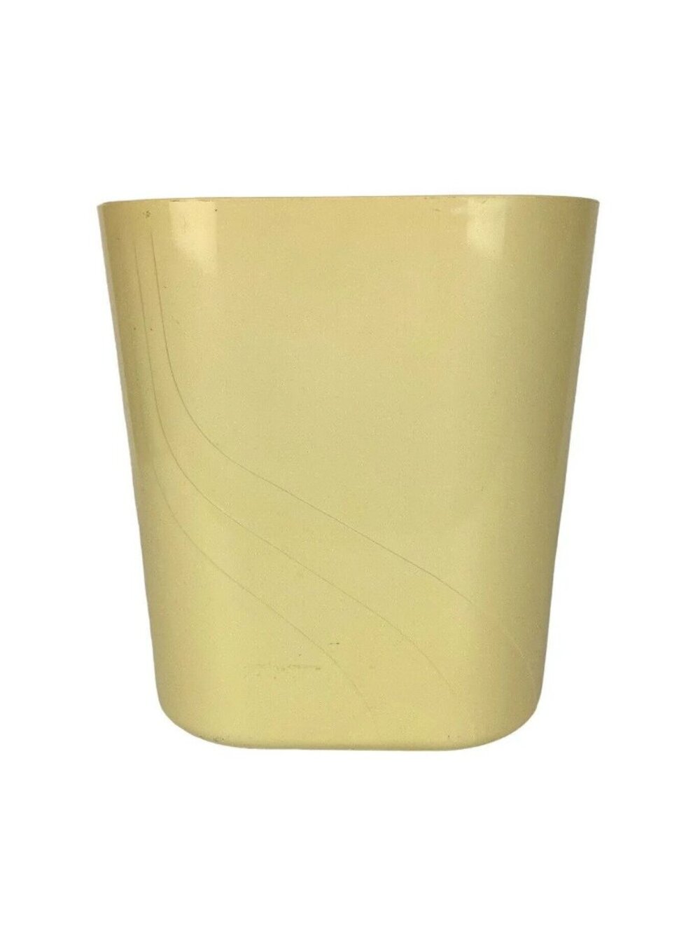 Rubbermaid Wastebasket Almond Oval Swirl Contour Plastic Trash Can Vtg 80s